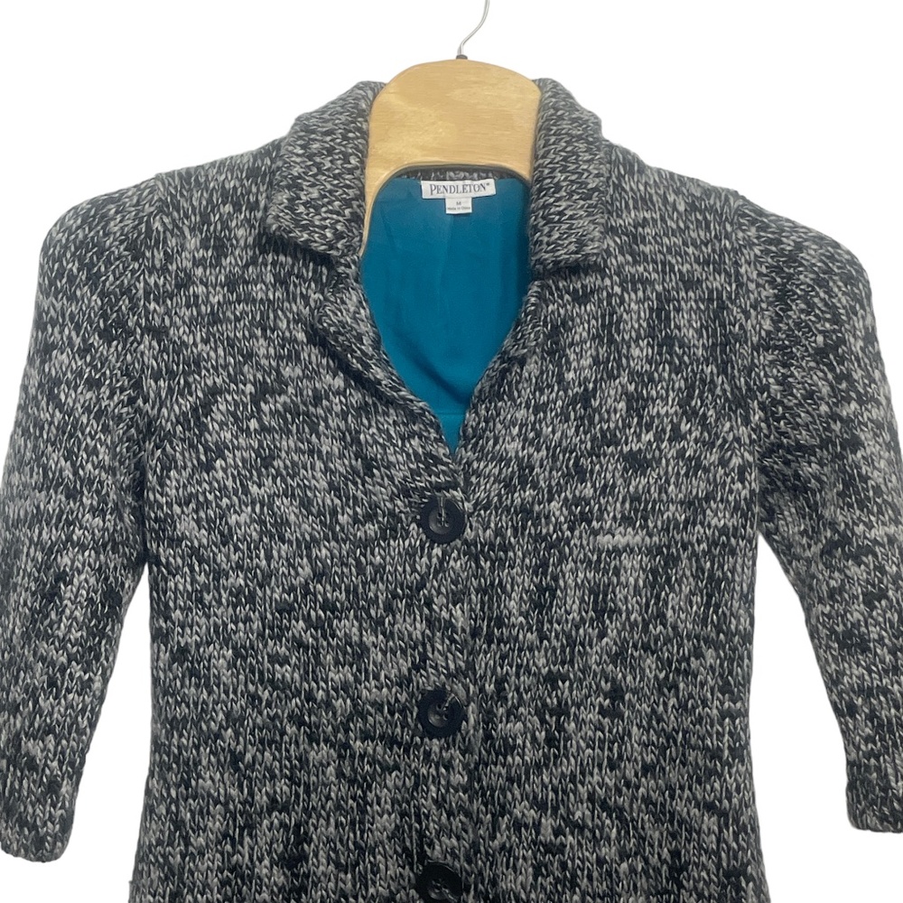 Pendleton Medium Black White Knit Lined Sweater J… - image 5